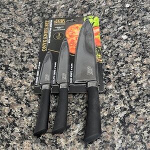 Thyme & Table Onyx Knife Set with Black Handles NWT